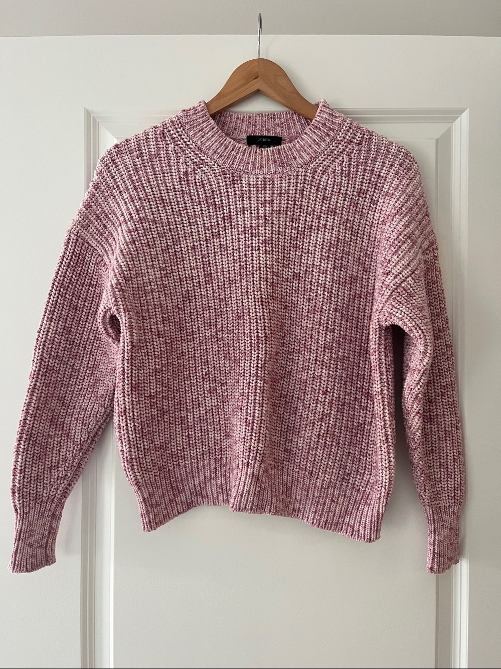 J. Crew Chunky Knit Heathered Pink Crewneck Sweater
